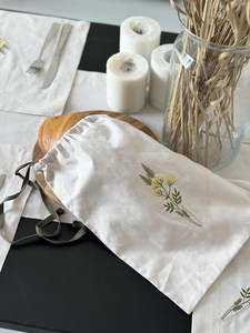 Sac à pain en coton fait main avec broderie de branche d'olivier OEM - Product Image 3