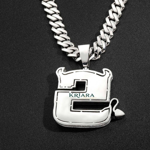 Men's 925 Silver Rhodium & 18K Gold Plated Moissanite <b>Number</b> 5 Pendant Hip Hop Chain Everyday Wear - Product Image 5