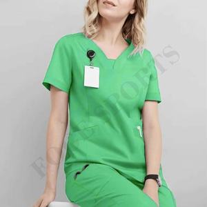 Mujeres Plain Scrub Tops Básicos Ropa DE TRABAJO Profesionales Cuello en V Scrub To - Product Image 4