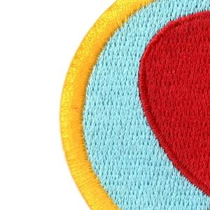 Circular Iron-On Embroidered Patch With Red <b>Balloon</b> Design On Blue Background Yellow Border Nonwoven For Cloth Decoration - Product Image 4