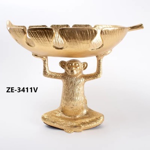 Figura de Mono Chapada en Oro con Tazón, Decoración para el Hogar, Escultura de Animal, Arte en Fundición de Latón - Product Image 2