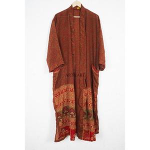 Recycled Silk Sari <b>Kimono</b> Boho <b>Beach</b> Cover up Floral Print Silk <b>Kimono</b> Dressing Gown Women Sleepwear Sexy Silk <b>Kimono</b> - Product Image 3