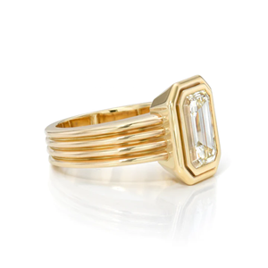Anillo de joyería de boda de oro amarillo de 18 quilates de 2 quilates, moissanita de corte esmeralda, fiestas de plata rodio originales directas - Product Image 2