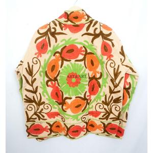 Vintage Floral Embroidery Button Cotrise <b>Jacket</b> Cotton Stripe Lining Handmade Autumn Winter Breathable Eco-Friendly Quick Dry - Product Image 6