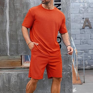 Conjunto de Pantalones Cortos Cargo para Hombre, Fabricante de Camisetas de Algodón, Atuendo Casual de Verano, Suministro al por Mayor OEM ODM - Product Image 2
