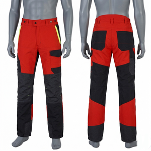 280 GSM Durable Twill Red <b>Black</b> Contrast Panel <b>Work</b> <b>Pant</b> Men Custom Woven Logo Wear Factory Cargo <b>Work</b> <b>Pant</b> - Product Image 1