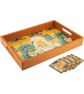 Eco-Friendly MDF Wooden <b>Serving</b> <b>Tray</b> with Traditional Indian Meena Artwork Printed Tea Coffee Snack <b>Tray</b> for Home and Office Use - Product Image 2