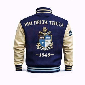 Veste universitaire personnalisée de qualité supérieure avec broderie de fraternité, corps en laine et manches en cuir - Product Image 2
