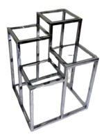 Table d'angle multi-niveaux avec finition PVD dorée, design moderne pour l'ameublement de la maison, idéale pour les salons et les bureaux