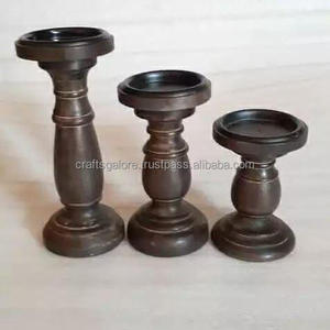 Bougeoirs élégants en bois de manguier faits à la main bougeoir lanterne de Noël en gros en vrac pour les paramètres de table de vacances - Product Image 1