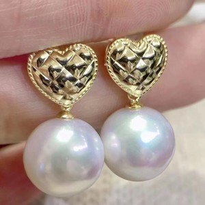 Nouvelles boucles d'oreilles en forme de cœur en perles d'eau douce blanches de 10-11 mm, bijoux en gros - Product Image 3