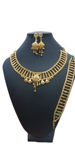 Ensemble de bijoux de mode vintage plaqué or 24 carats de Dubaï, collier, boucles d'oreilles, bracelets, peignes, broches, fleur de perle classique pour - Product Image 6