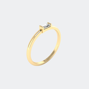 แหวนมินิมอลทรงบาแกตต์ประดับเพชรเม็ดเดี่ยว 0.10 กะรัต แบบฝังขอบ - Product Image 4