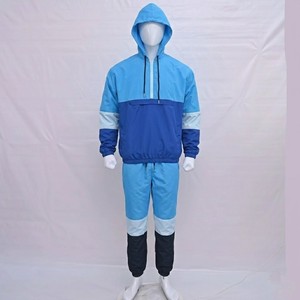 New Style Mens Contrast Panel Hooded Windbreaker <b>Tracksuit</b> Lightweight Street Jogger Set Half Zip Sportswear Custom OEM - Product Image 1
