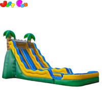 Toboggan aquatique gonflable à double piste sur le thème de la jungle, 20 pieds de haut, à prix abordable, avec piscine pour enfants et adultes