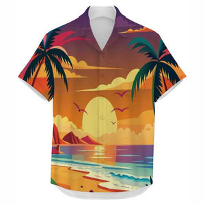 Chemise de plage respirante pour homme, couleur personnalisée, logo personnalisé, manches courtes, prête pour la sublimation - Product Image 1