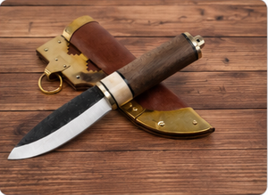 Couteau Viking Gotland à lame en acier à haute teneur en carbone forgé à la main, écologique, pour la chasse et le camping, avec manche en os et embouts en laiton - Product Image 4