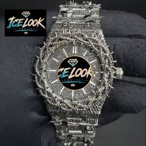 ICE LOOK นาฬิกาผู้ชายสไตล์ฮิปฮอป สแตนเลสสตีล 40 มม. ตัวเรือนทรงไม่สมมาตร หน้าปัดคริสตัลแซฟไฟร์ ระบบอนาล็อก ควอตซ์ เข็มเรืองแสง - Product Image 1