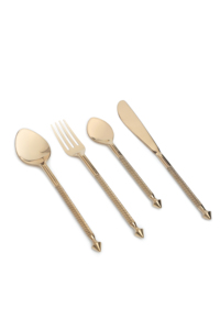 Luxury Brass Gold Serving Utensils Handcrafted Twisted Rope Handle Serving <b>Spoon</b> <b>Fork</b> <b>Set</b> Wholesale - Product Image 2