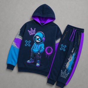 Ensemble de survêtement noir à capuche pour homme avec imprimé numérique Tigre Dragon, style streetwear, sweat-shirt et pantalon long, coupe classique - Product Image 2