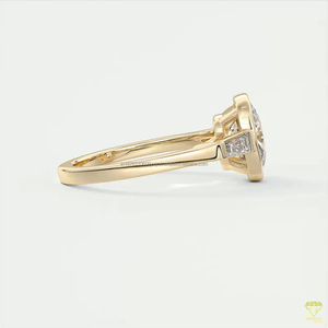 Bague de fiançailles vintage à trois pierres en moissanite taille ovale, en argent sterling 925, sertie à griffes, baguette conique, certifiée IGI - Product Image 5