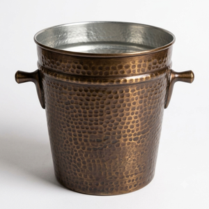 Round Copper Ice Bucket Metal Vintage Style Rust Resistant Beverage Cooler <b>Bar</b> Ware Barware Wine Cooler - Product Image 6