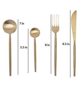 Wedding and Party Stainless Steel Dinnerware <b>Set</b> Luxury Finish Premium Gold Plated Stainless Steel <b>Flatware</b> <b>Set</b> At Best Price - Product Image 1