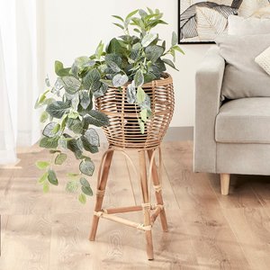 Vintage Rattan Natural Display Holder Planter Stands for Plants Living Rooms Indoor Decor Pot <b>Shelf</b> for Flower and Plant - Product Image 3