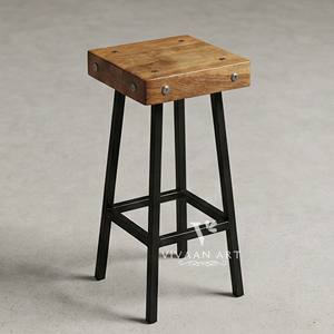 Taburete de Barra de Madera Minimalista con Respaldo Acolchado para Cocina, Comedor y Apartamento de Estilo Tradicional - Product Image 3