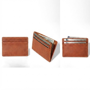 Castello High Quality Genuine Vegetable Tanned Leather Slim Card Case Handmade New Item Black Burgundy Green Open Polyester - Product Image 1