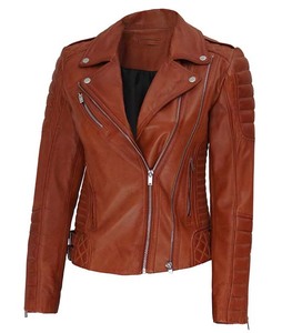 Blouson moto femme en similicuir, coupe ajustée, fermeture éclair, manches longues, col rabattable, hiver, respirant, imperméable, tissé sans couture - Product Image 4