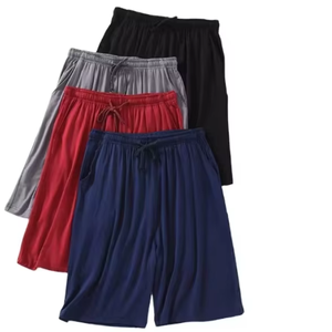 <b>Men's</b> Solid <b>Red</b> Cotton Bermuda <b>Shorts</b> With Drawstring Waist And Pockets Casual Breathable Woven Style - Product Image 3