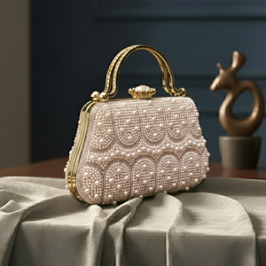 White Beaded Party <b>Clutch</b> Bag Luxury <b>Wedding</b> Evening Handbag for Women Occasions - Product Image 5