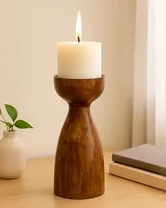 FAIZA CRAFT Porte-bougie rustique en bois style saule fait main, décoration d'intérieur, centre de table de Noël - Product Image 5