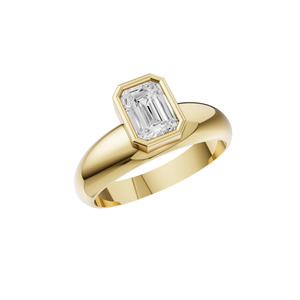 Bague de mariage solitaire Aarinya moderne en or 14 carats, sertie d'un émeraude taillée émeraude de 0,5 carat, certifiée IGI, au design audacieux et minimaliste - Product Image 2