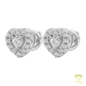 Boucles d'oreilles modernes en forme de cœur avec diamants de laboratoire, en argent sterling 925, bijoux de luxe haut de gamme - Product Image 2