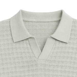 Polo en tricot pour homme Frias, manches courtes, coton premium texturé, coupe ajustée, décontracté, élégant, vêtements d'été respirants, vente en gros - Product Image 2