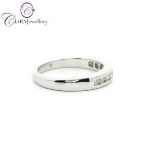 Classic 18K AU750 Solid White & Yellow <b>Gold</b> Wedding Band with Natural Channel <b>Set</b> Round Diamond Direct Factory for Parties - Product Image 4