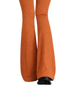 <b>Rust</b> Orange Women Two Piece Yoga Set Zip Crop <b>Top</b> And High Waist Flared Pants Embroidery Fitness Gym Wear Custom Manufacturer - Product Image 4