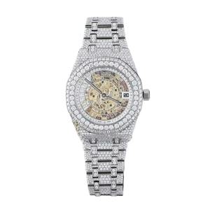 Fully Iced Out Skeleton Watch for Men VVS Moissanite Diamond Encrusted <b>Automatic</b> Mechanical Watch Luxury - Product Image 1