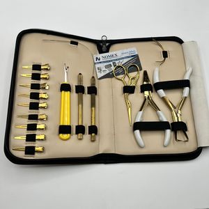 Kit Profesional de Herramientas para Extensiones de Cabello con Microperlas y Tramas de Acero Inoxidable Chapado en Oro, con Estuche Color Nude e Impresión de Logotipo Personalizado - Product Image 4