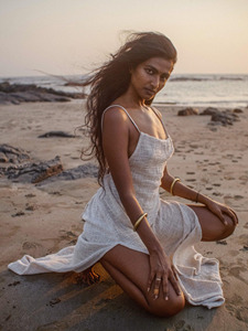 Handcrafted Raw Khadi Cotton Backless Beach Dress Boho Eco-Friendly Summer Maxi Premium Raw Khadi Cotton Maxi Dress - Product Image 6