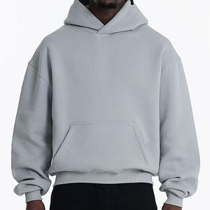 Sudadera con Capucha Extra Grande para Hombre, Color Sólido, Felpa de Algodón, Estilo Informal para Otoño, Corte Regular, Tejido Liso - Product Image 3