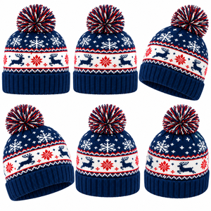 Custom Christmas <b>Beanie</b> Cap Festive Knit Winter Hat <b>Pom</b> <b>Pom</b> <b>Beanie</b> Jacquard Pattern Hat Custom Unisex Winter <b>Beanie</b> Cap - Product Image 6