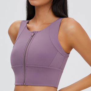 Sujetador deportivo de nailon y elastano de alta resistencia, talla grande, con cremallera frontal, ajuste ceñido, transpirable y de secado rápido para yoga. - Product Image 3