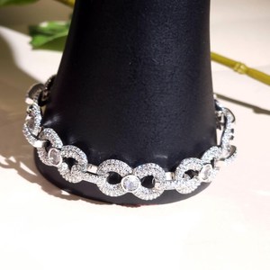 Bracelets à maillons infinis en moissanite sertie de pierres, en argent sterling 925, chaîne cubaine plaquée or et rhodium, bijoux hip-hop - Product Image 3