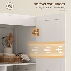 Farmhouse Style 71\" Tall <b>Kitchen</b> <b>Pantry</b> Storage Cabinet White with Adjustable Shelves Soft Close Hinges Made of Aluminum Wood - Product Image 6