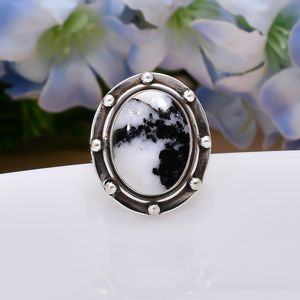 Bague en turquoise buffle blanc, argent sterling 925, faite à la main, ajustable, bijou en pierre précieuse, cadeau - Product Image 4