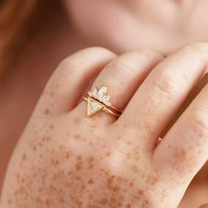Women's 14k Gold Triangle Cut Diamond <b>Ring</b> Minimalist Engagement Jewelry - Product Image 4