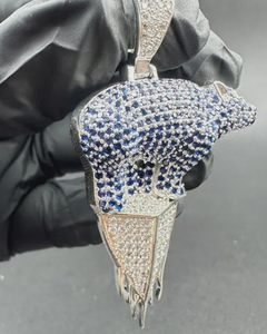 Colgante de diseño de camaleón o lagarto, colgante de plata 925 con incrustaciones de circonitas, colgante personalizado de hip hop, colgante de moda con diseño de animal para hombre. - Product Image 1